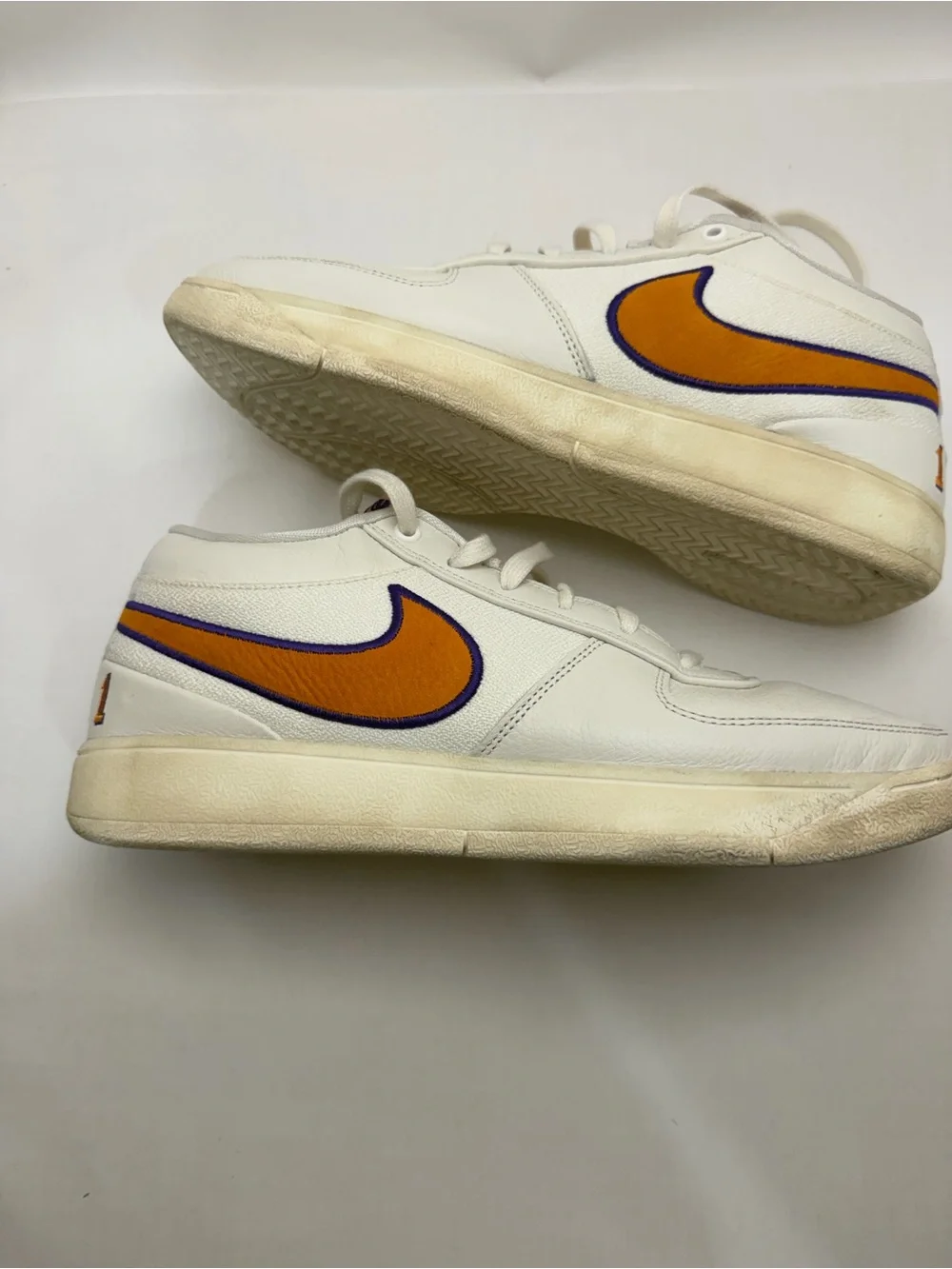 Nike mens Book 1 Sneakers Sail/Clay Orange and Purple